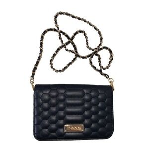 VTG Y2K Bebe Black Quilted Cocktail Clutch Chain Strap‎ Crossbody Bag Glam